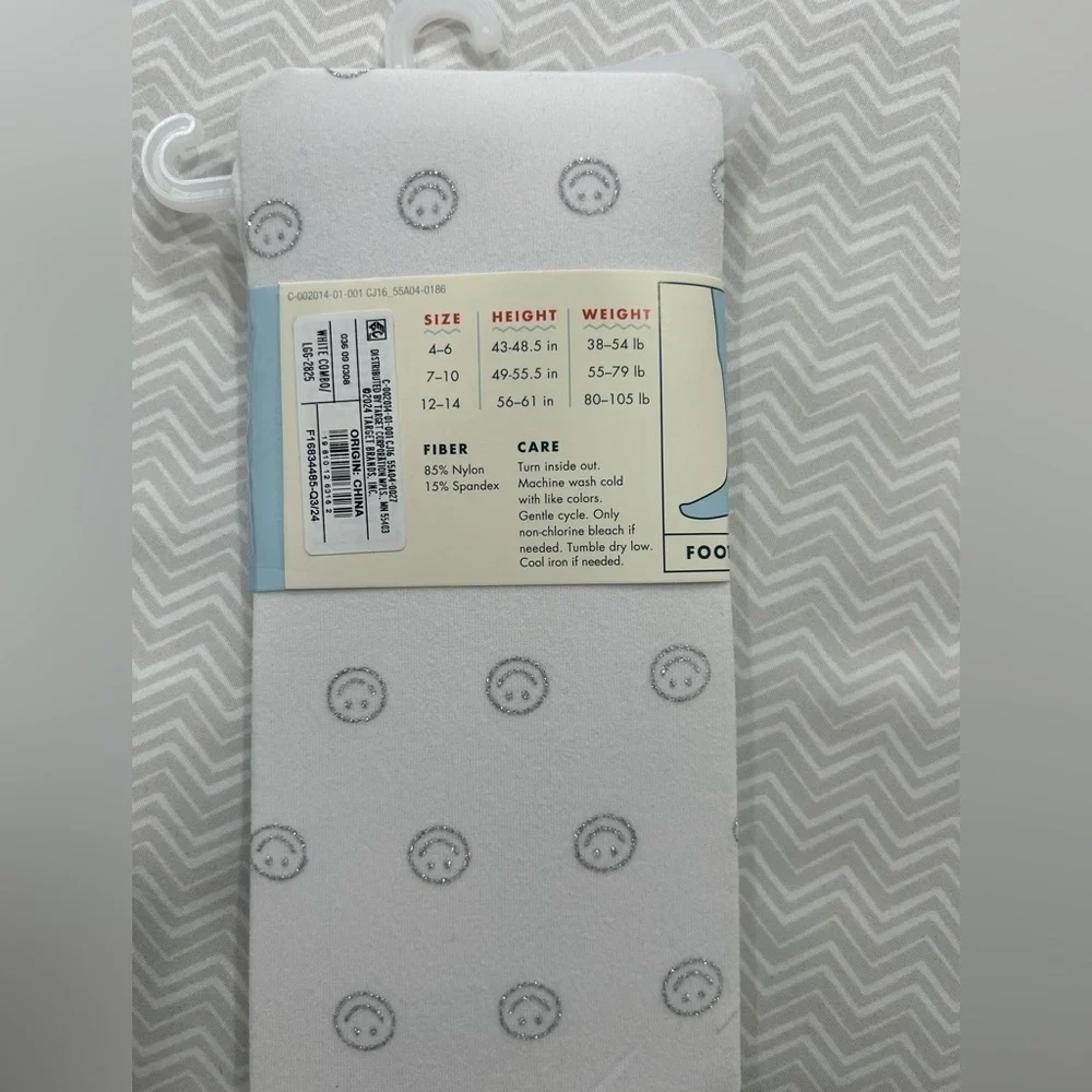 NWT Cat & Jack Tights with Silver Smiley Faces